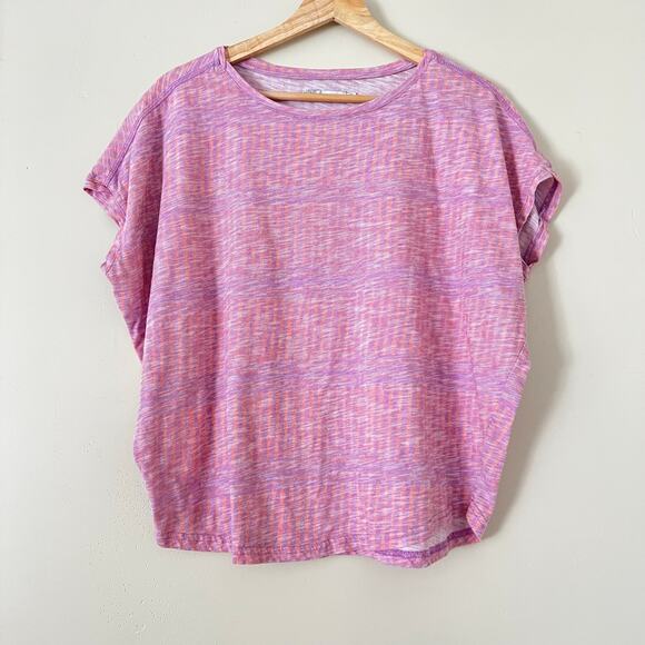 Prana Short Sleeve Boxy Tee Drop Sleeve Cosmo Pink Shirt Small Organic - Picture 1 of 5